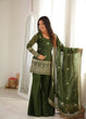 Load image into Gallery viewer, Green Silk Embroidered Kurta Bell Bottom Set ClothsVilla