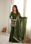 Green Silk Embroidered Kurta Bell Bottom Set ClothsVilla