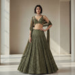 Load image into Gallery viewer, Green Silk Lehenga Set with Sequins &amp; Thread Work ClothsVilla