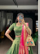 Load image into Gallery viewer, Green Simmer Lehenga with Paithani Dupatta &amp; Batwa ClothsVilla