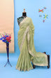 Load image into Gallery viewer, Green Soft Georgette Chikankari Saree with Sequins &amp; Mirror Work ClothsVilla
