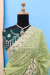 Load image into Gallery viewer, Green Soft Georgette Chikankari Saree with Sequins &amp; Mirror Work ClothsVilla
