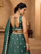 Load image into Gallery viewer, Green Tissue Lehenga Choli with Sequins, Stones &amp; Thread Embroidery – Full-Flared Semi-Stitched Lehenga with Dupatta ClothsVilla
