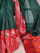 Load image into Gallery viewer, Green Tussar Chex Saree with Patola Print and Weaving Work Border