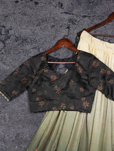 Load image into Gallery viewer, Green Tussar Silk Floral Lehenga Choli Set ClothsVilla