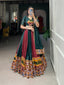 Green Vibrant Printed Silk Lehenga with Gamthi & Mirror Work ClothsVilla