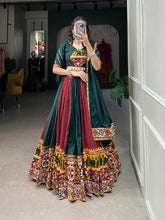 Load image into Gallery viewer, Green Vibrant Printed Silk Lehenga with Gamthi &amp; Mirror Work ClothsVilla