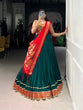Load image into Gallery viewer, Green Vichitra Silk Zari Weaving Lehenga Set with Paithani Jacquard Blouse &amp; Dupatta ClothsVilla