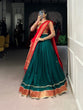 Load image into Gallery viewer, Green Vichitra Silk Zari Weaving Lehenga Set with Paithani Jacquard Blouse &amp; Dupatta ClothsVilla