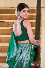 Load image into Gallery viewer, Exquisite Green Viscose Paithani Meenakari Saree ClothsVilla
