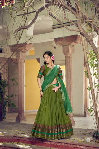 Green Zari Border Lehenga Choli ClothsVilla
