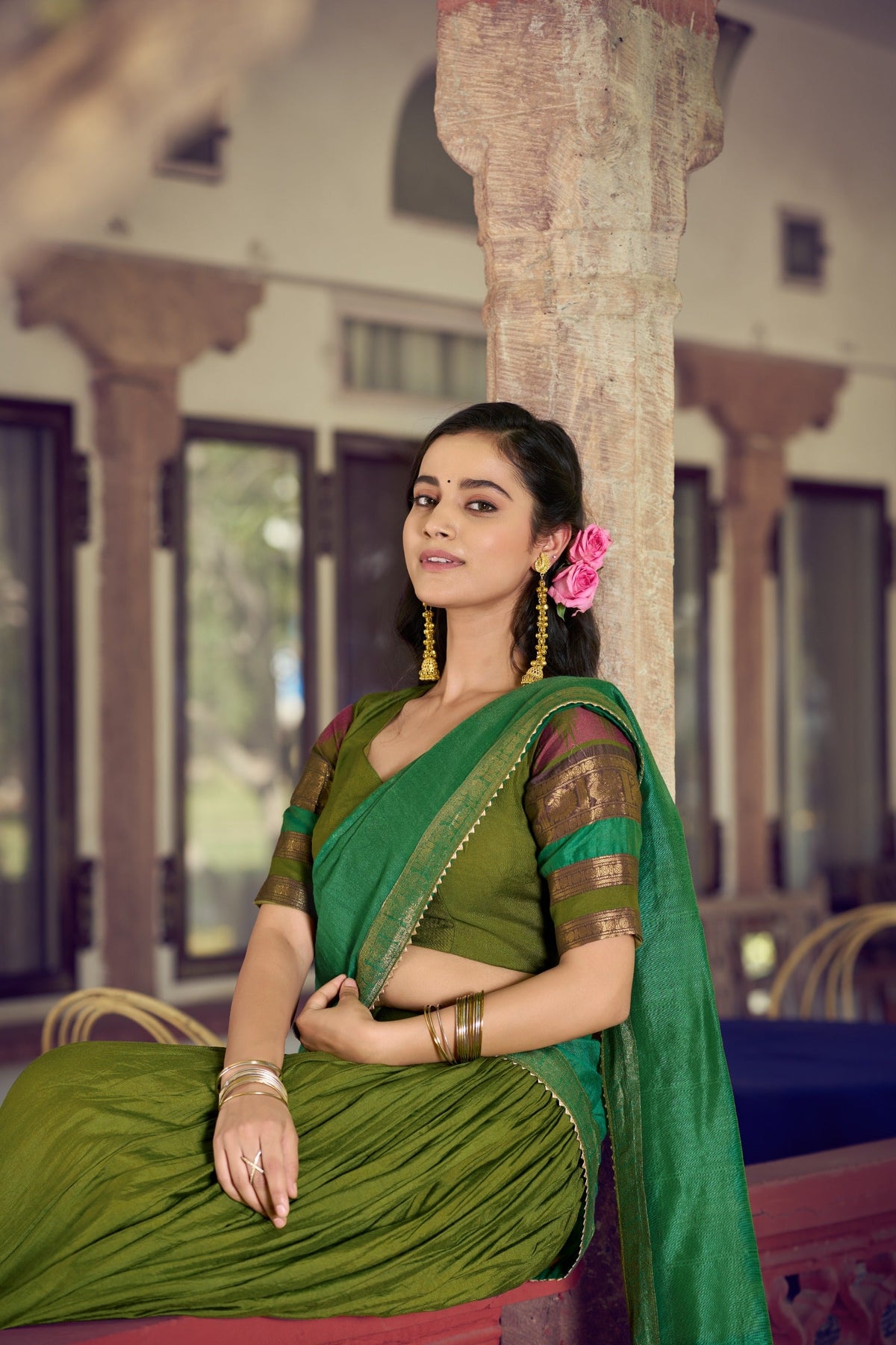 Green Zari Border Lehenga Choli ClothsVilla