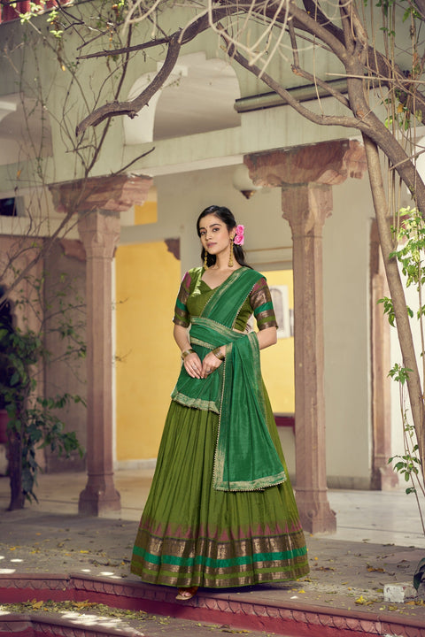 Green Zari Border Lehenga Choli ClothsVilla Main image
