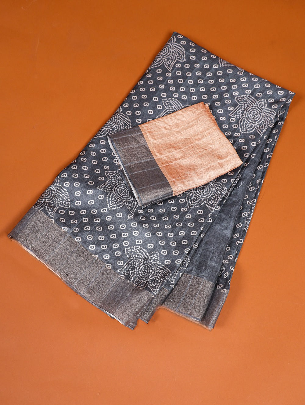 Grey Color Handloom Kotha Border Digital Printed Saree ClothsVilla Main image