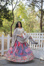 Load image into Gallery viewer, Grey Digital Printed Georgette Lehenga Choli with Sequins Embroidery ClothsVilla