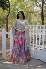 Load image into Gallery viewer, Grey Digital Printed Georgette Lehenga Choli with Sequins Embroidery ClothsVilla