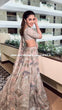 Load image into Gallery viewer, Grey Kasturi Silk Embroidered Lehenga Set with Tassel Blouse &amp; Net Dupatta ClothsVilla