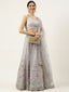 Grey Net Sequinse Work Semi-Stitched Lehenga & Unstitched Blouse, Dupatta Clothsvilla
