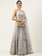 Load image into Gallery viewer, Grey Net Sequinse Work Semi-Stitched Lehenga &amp; Unstitched Blouse, Dupatta Clothsvilla