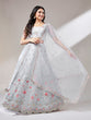 Load image into Gallery viewer, Grey Net Sequinse Work Semi-Stitched Lehenga &amp; Unstitched Blouse, Dupatta Clothsvilla
