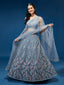 Grey Net Sequinse Work Semi-Stitched Lehenga & Unstitched Blouse, Dupatta Clothsvilla