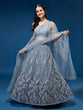 Load image into Gallery viewer, Grey Net Sequinse Work Semi-Stitched Lehenga &amp; Unstitched Blouse, Dupatta Clothsvilla