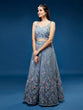 Load image into Gallery viewer, Grey Net Sequinse Work Semi-Stitched Lehenga &amp; Unstitched Blouse, Dupatta Clothsvilla