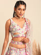 Load image into Gallery viewer, Grey Organza Sequin Lehenga Choli Set with Zari Embroidery ClothsVilla