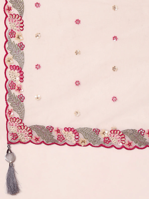 Grey Organza Sequin Lehenga Choli Set with Zari Embroidery ClothsVilla