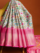 Load image into Gallery viewer, Grey Printed Dola Silk Saree Set for Weddings &amp; Special Occasions ClothsVilla