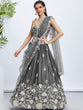 Load image into Gallery viewer, Grey Sequinned Lehenga Choli Set with Thread Embroidery ClothsVilla