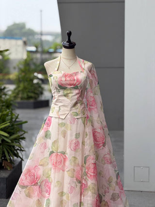 Haldi Special Digital Printed Organza Lehenga Choli with Lace Dupatta ClothsVilla