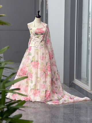 Haldi Special Digital Printed Organza Lehenga Choli with Lace Dupatta ClothsVilla