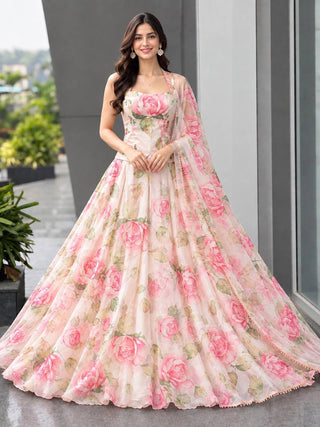 Haldi Special Digital Printed Organza Lehenga Choli with Lace Dupatta ClothsVilla