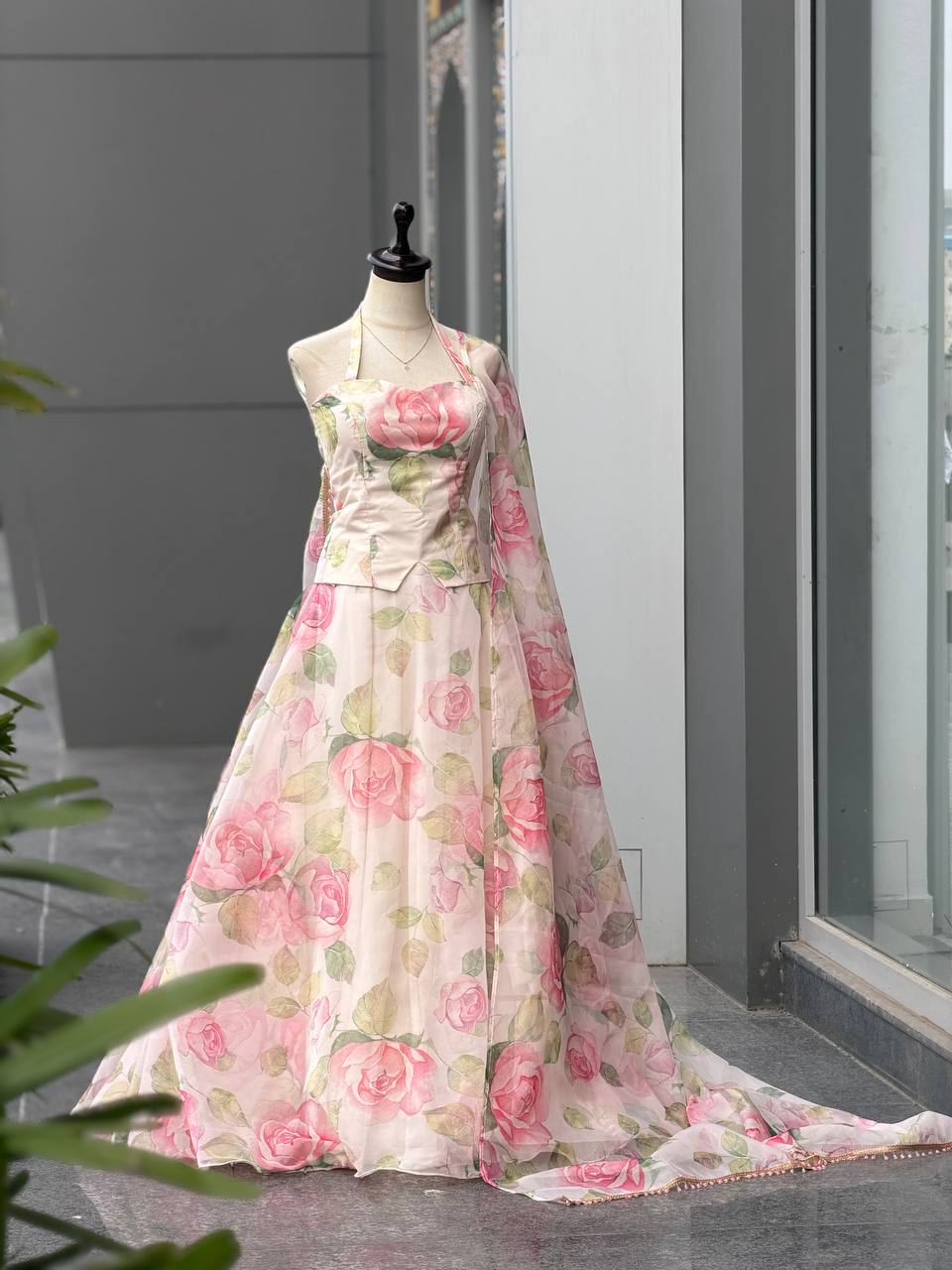 Haldi Special Digital Printed Organza Lehenga Choli with Lace Dupatta ClothsVilla