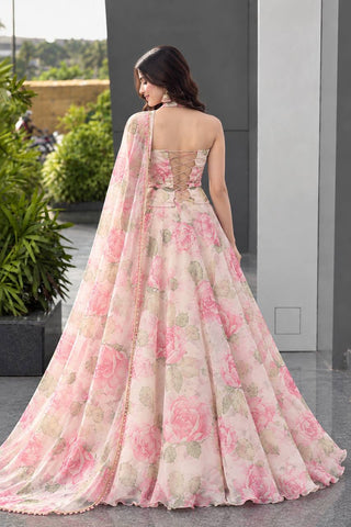 Haldi Special Digital Printed Organza Lehenga Choli with Lace Dupatta ClothsVilla