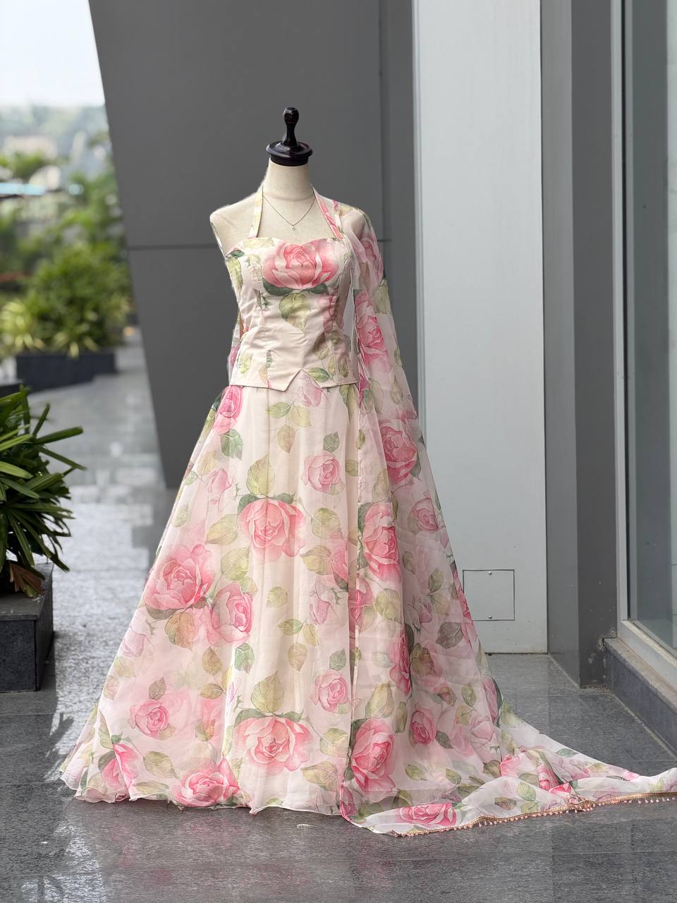 Haldi Special Digital Printed Organza Lehenga Choli with Lace Dupatta ClothsVilla