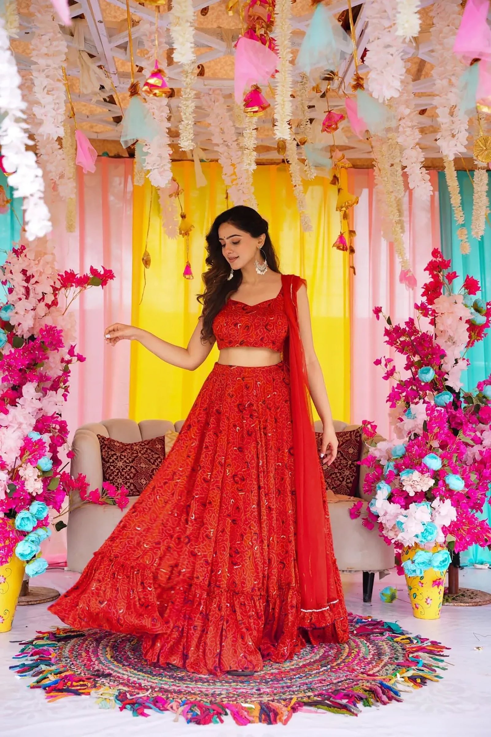 Heavy Airtex Chinon Crop Top Lehenga Set with Georgette Dupatta Clothsvilla
