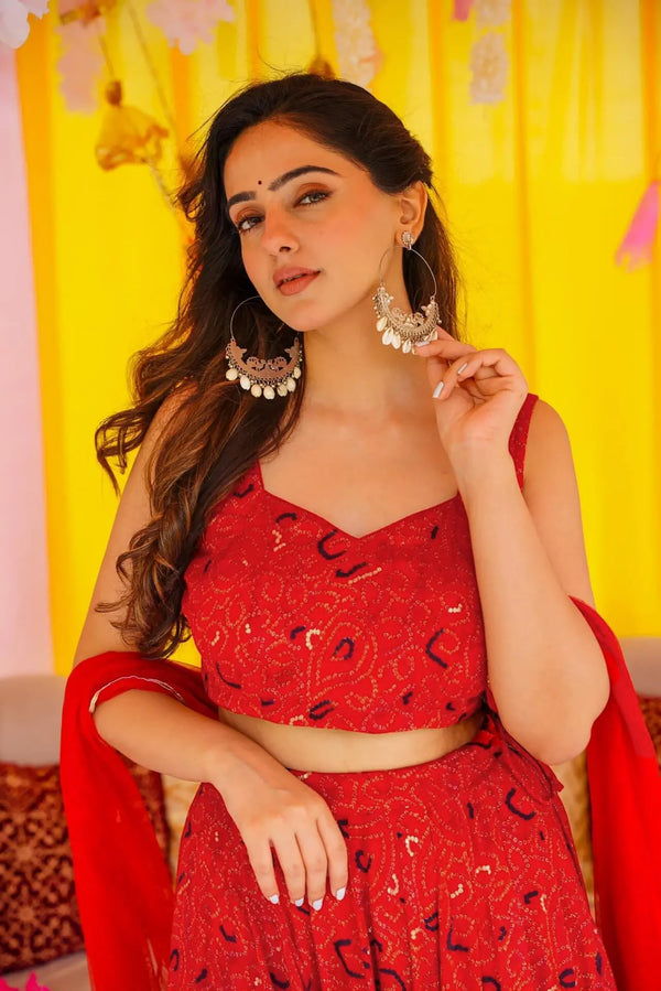 Heavy Airtex Chinon Crop Top Lehenga Set with Georgette Dupatta Clothsvilla