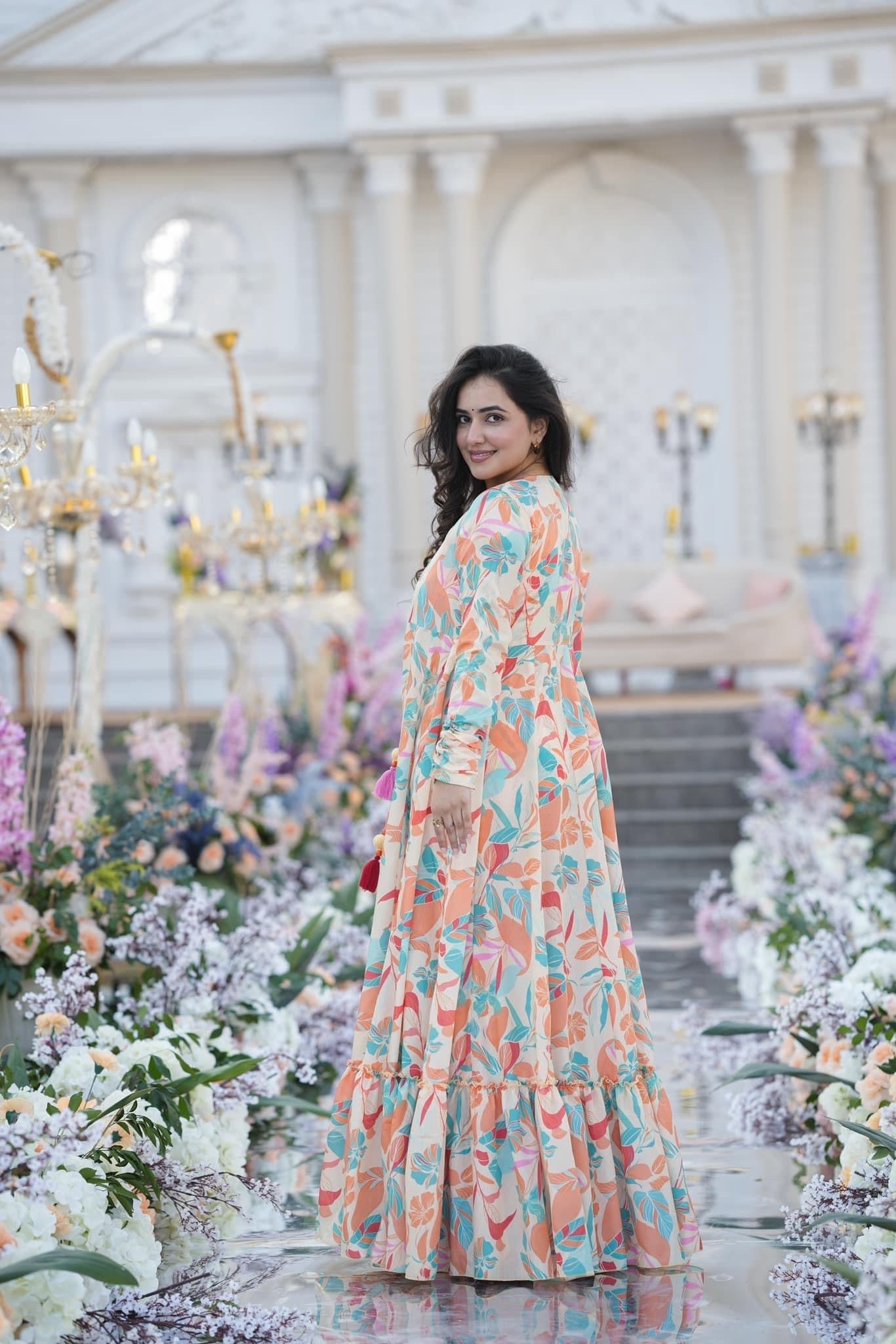 Heavy Airtex Chinon Digital Print Sharara Suit with Long Shrug Clothsvilla