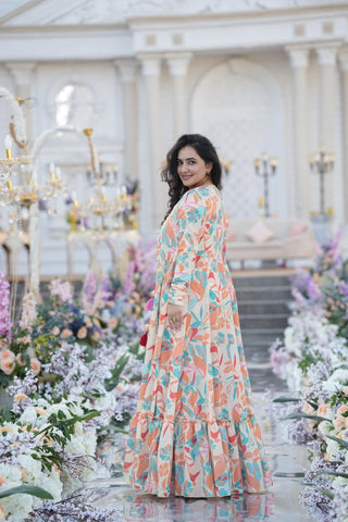 Heavy Airtex Chinon Digital Print Sharara Suit with Long Shrug Clothsvilla