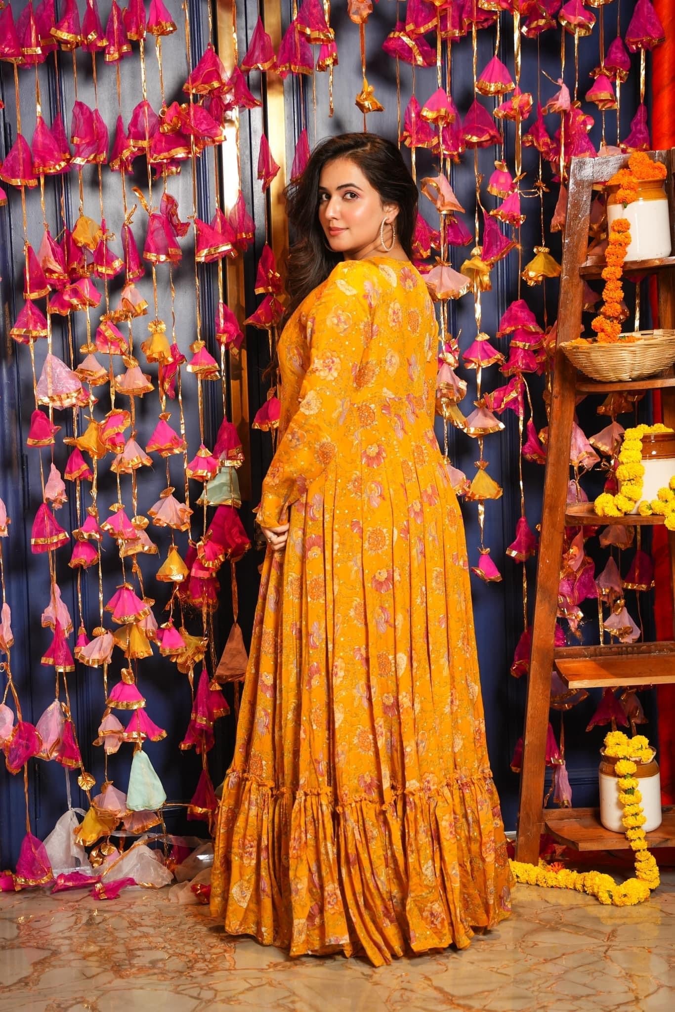Heavy Airtex Chinon Digital Print Sharara Suit with Long Shrug Clothsvilla