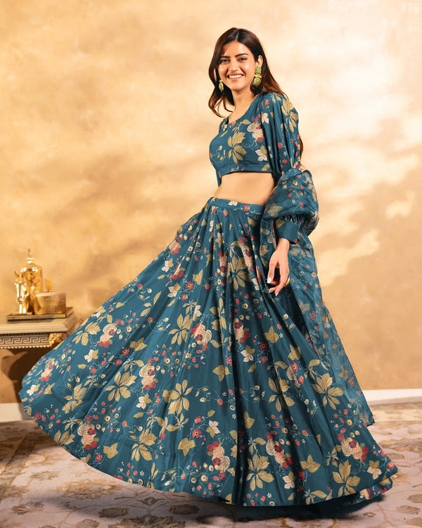 Heavy Airtex Chinon Digital Print Tiered Lehenga Choli Collection Clothsvilla