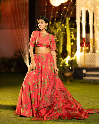 Heavy Airtex Chinon Digital Print Tiered Lehenga Choli Collection Clothsvilla