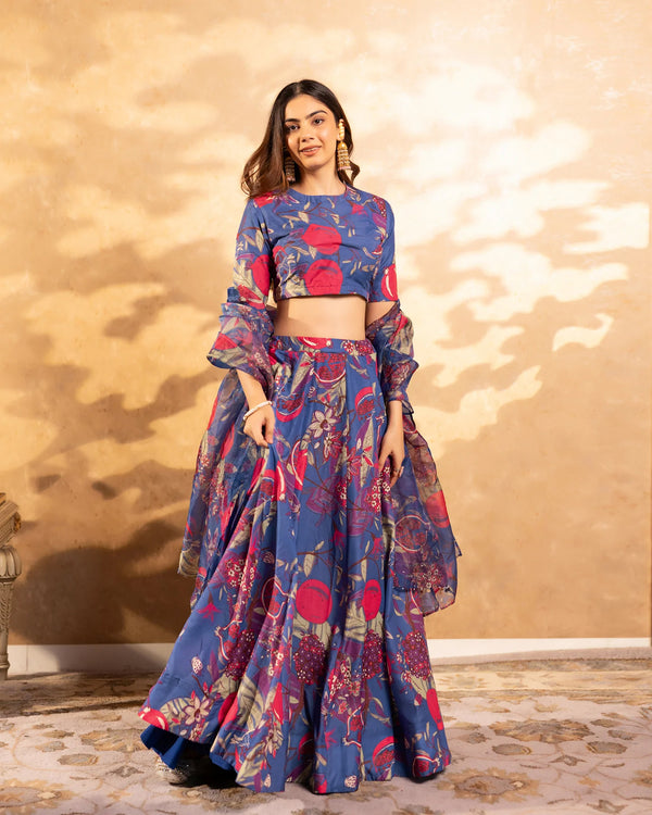 Heavy Airtex Chinon Digital Print Tiered Lehenga Choli Collection Clothsvilla