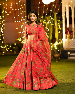 Heavy Airtex Chinon Digital Print Tiered Lehenga Choli Collection Clothsvilla