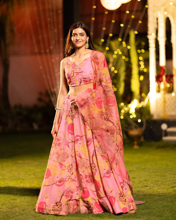 Heavy Airtex Chinon Digital Print Tiered Lehenga Choli Collection Clothsvilla