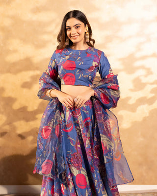 Heavy Airtex Chinon Digital Print Tiered Lehenga Choli Collection Clothsvilla