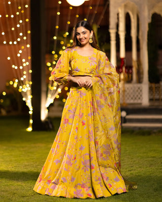 Heavy Airtex Chinon Digital Print Tiered Lehenga Choli Collection Clothsvilla