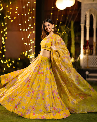 Heavy Airtex Chinon Digital Print Tiered Lehenga Choli Collection Clothsvilla